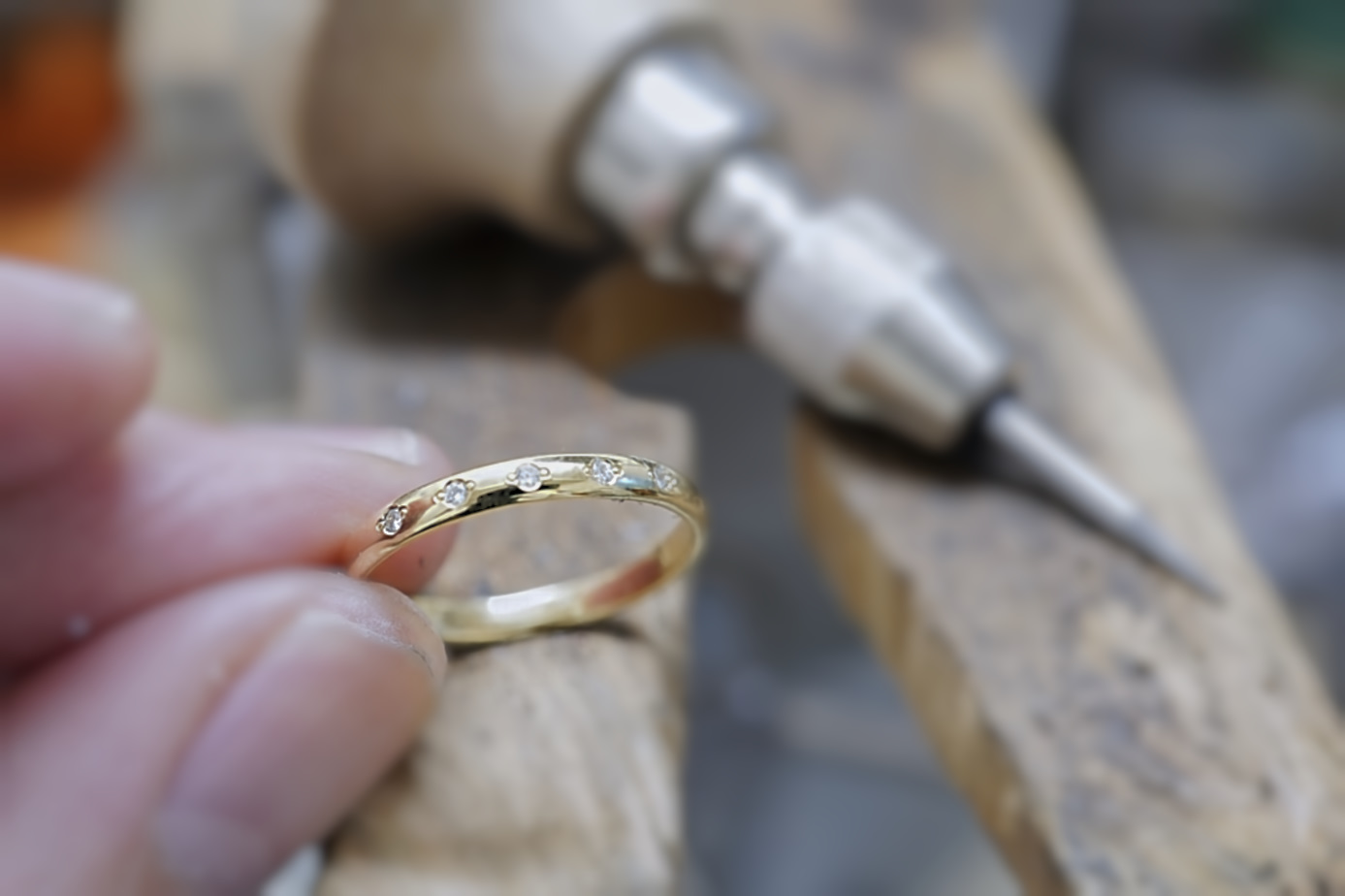 ダイヤモンドの追加オプション例｜手作り結婚指輪の装飾パターン